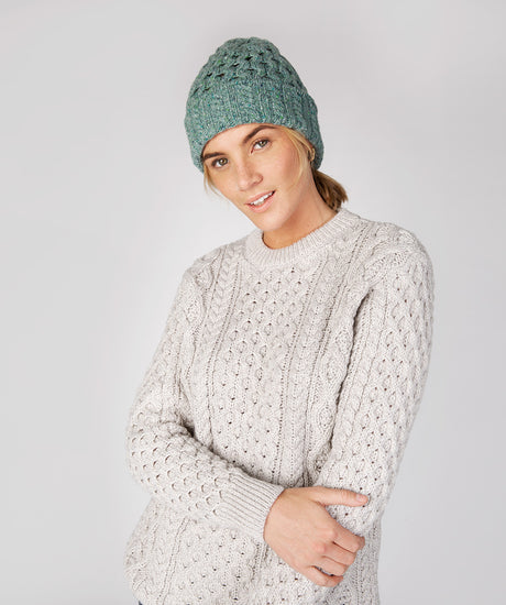 Merino and Cashmere Luxe Aran Beanie Hat