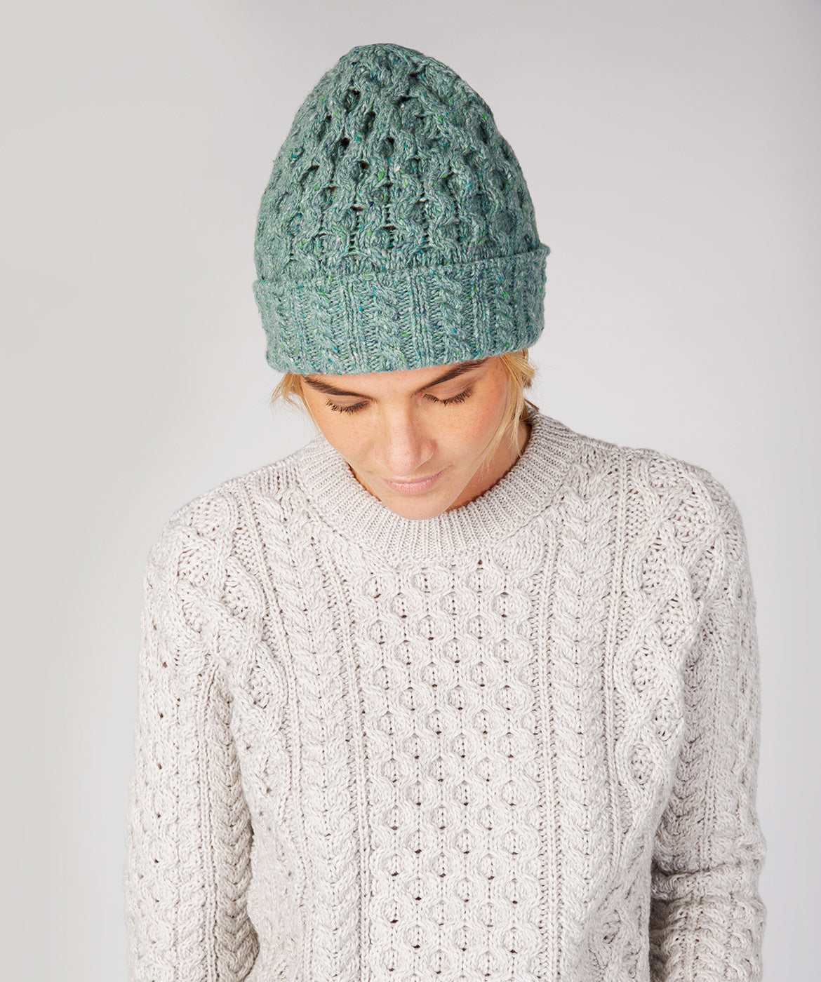 Merino and Cashmere Luxe Aran Beanie Hat