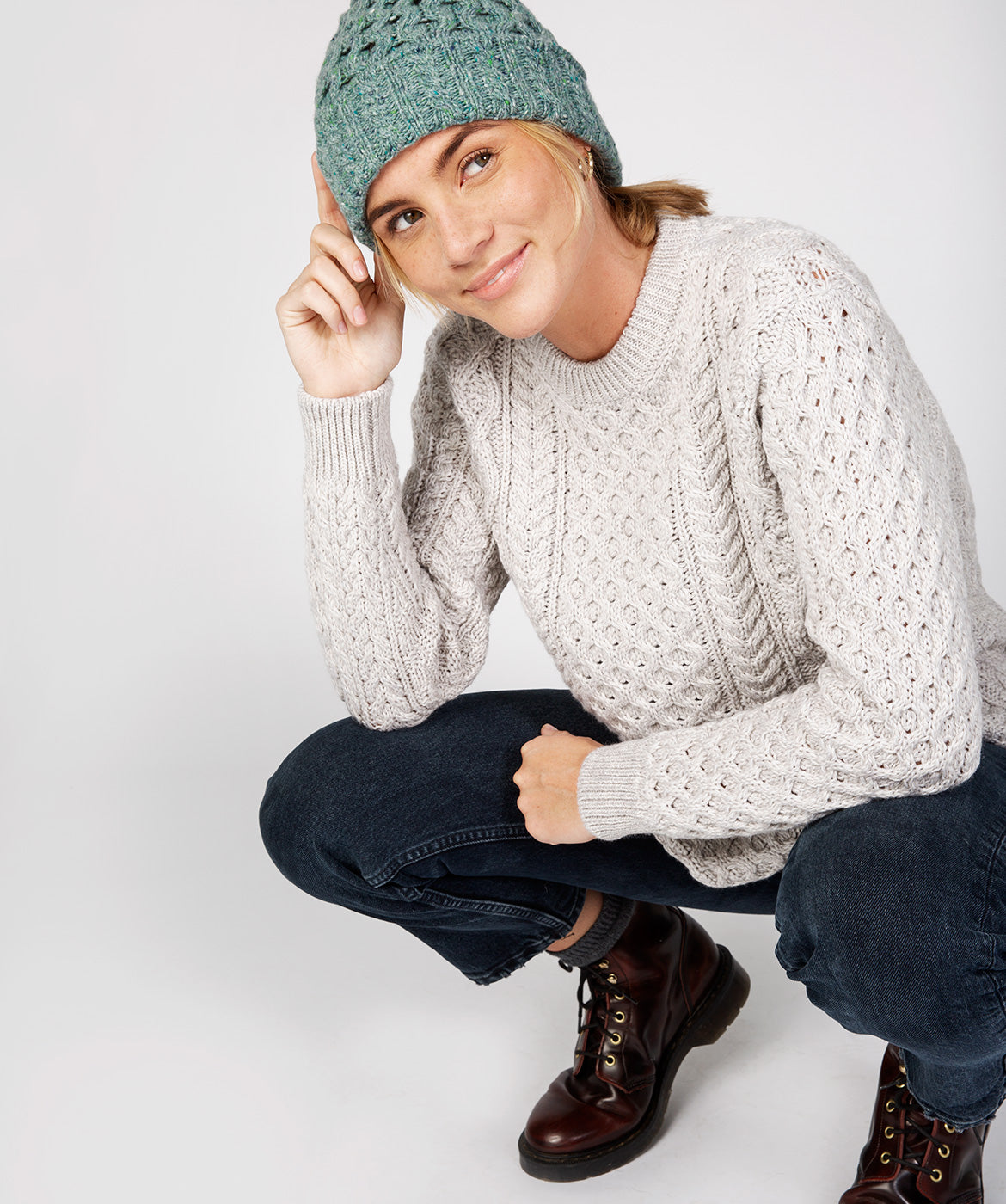 Merino and Cashmere Luxe Aran Beanie Hat