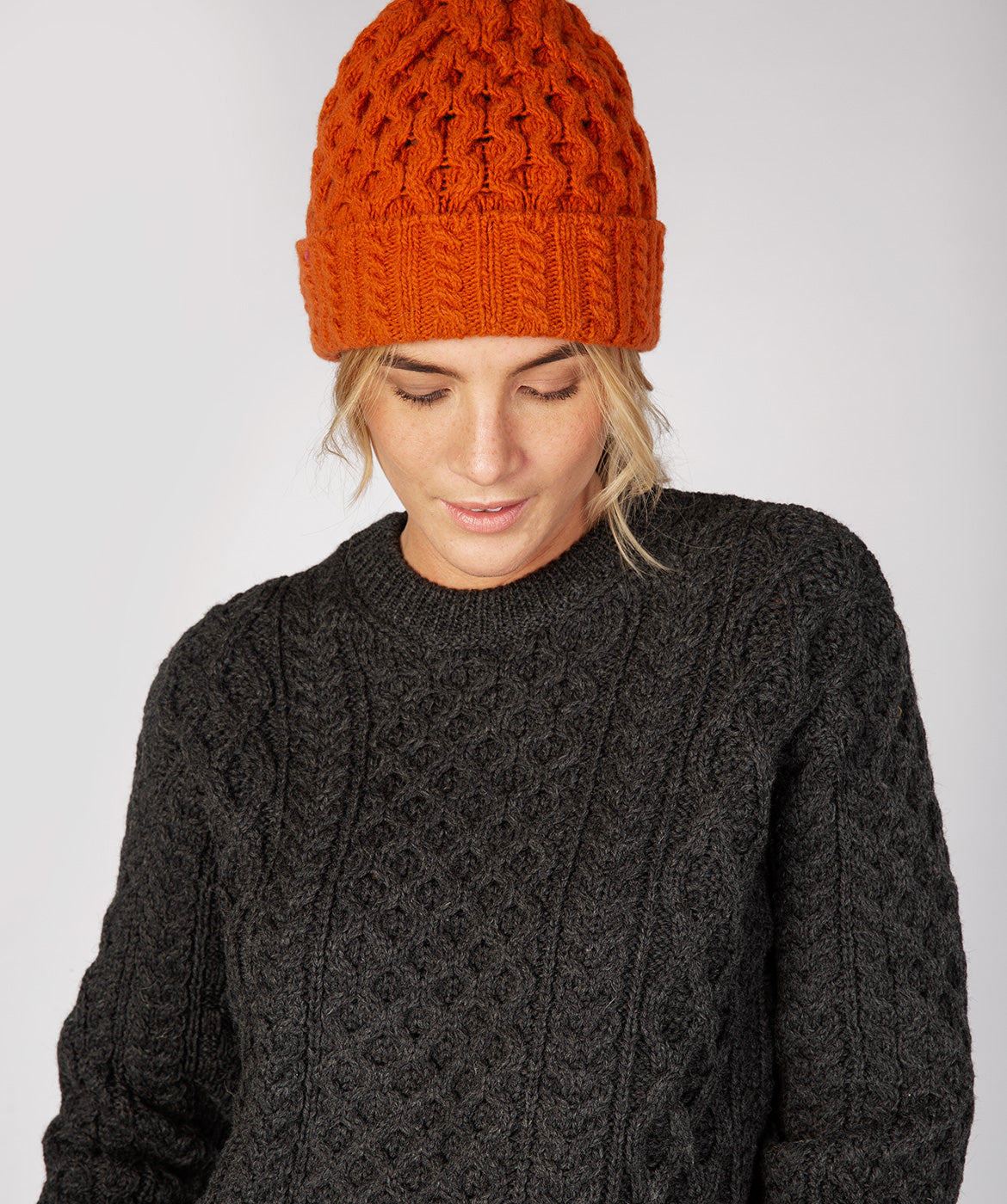 Merino and Cashmere Luxe Aran Beanie Hat