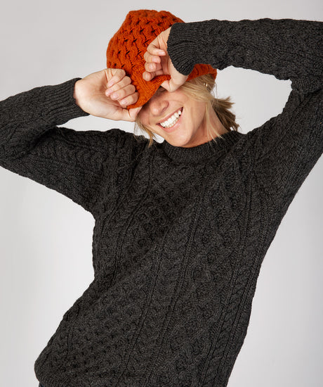 Merino and Cashmere Luxe Aran Beanie Hat