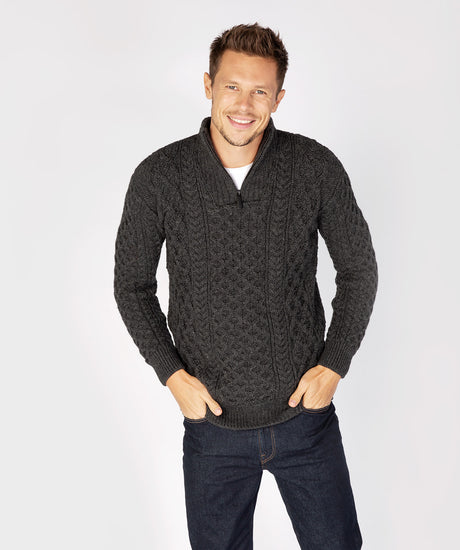 Men's Aran Knit 1/4 Zip Sweater