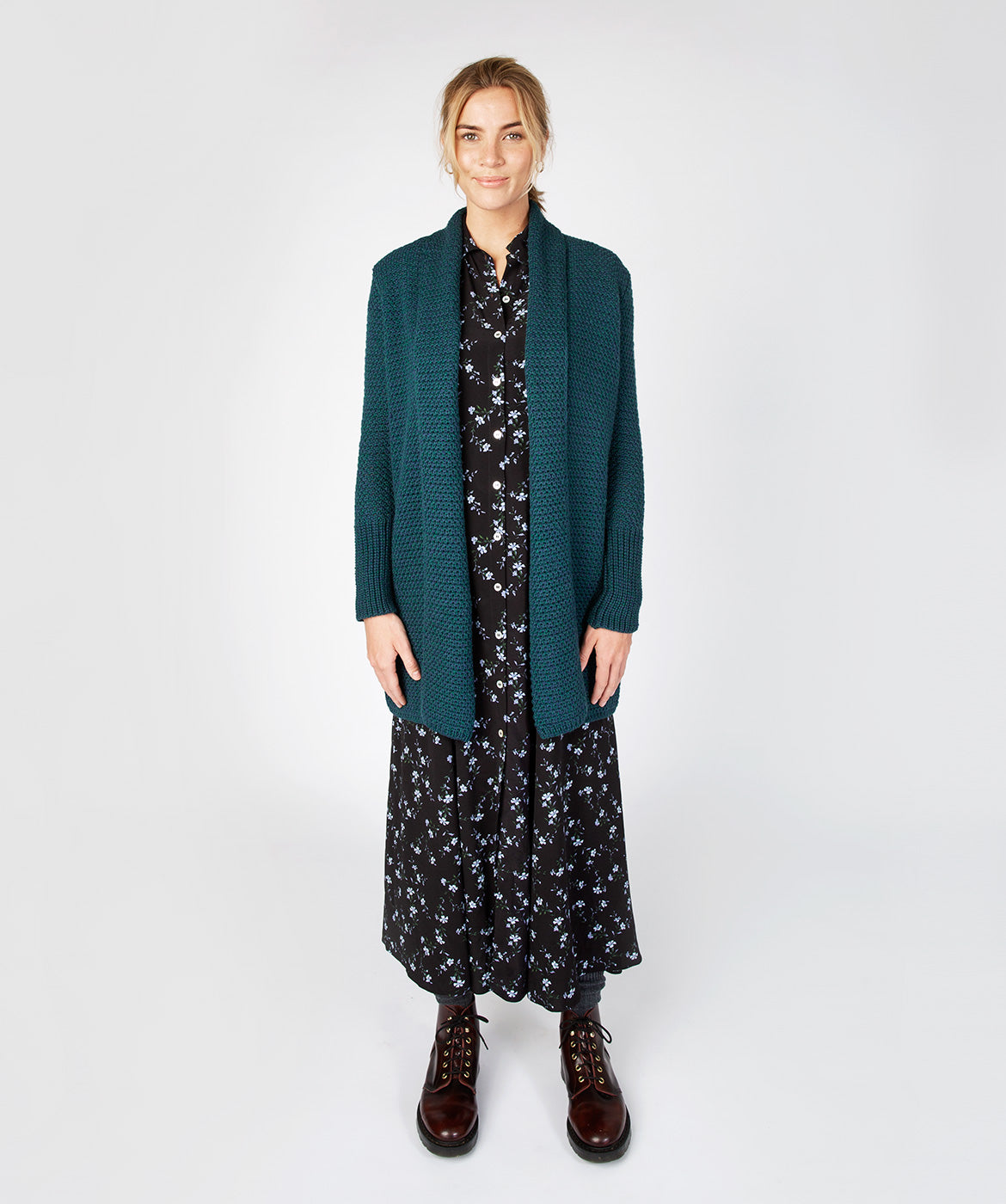 Women's Merino Wool Textured Long Cardigan