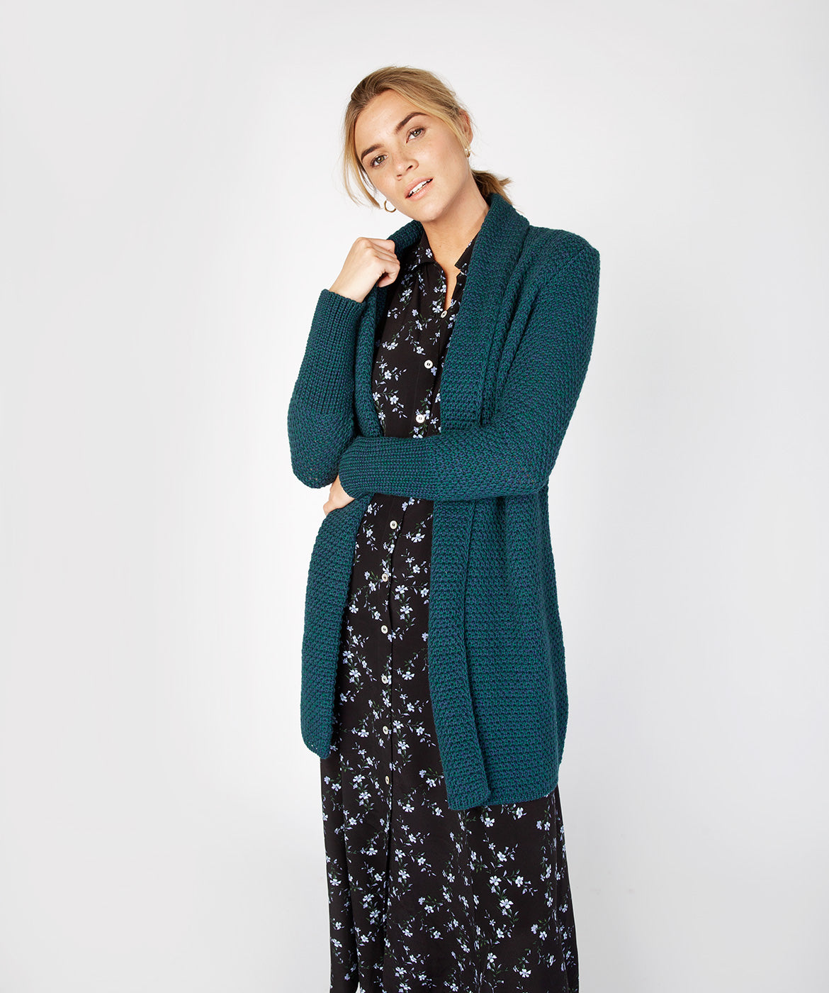 Women's Merino Wool Textured Long Cardigan
