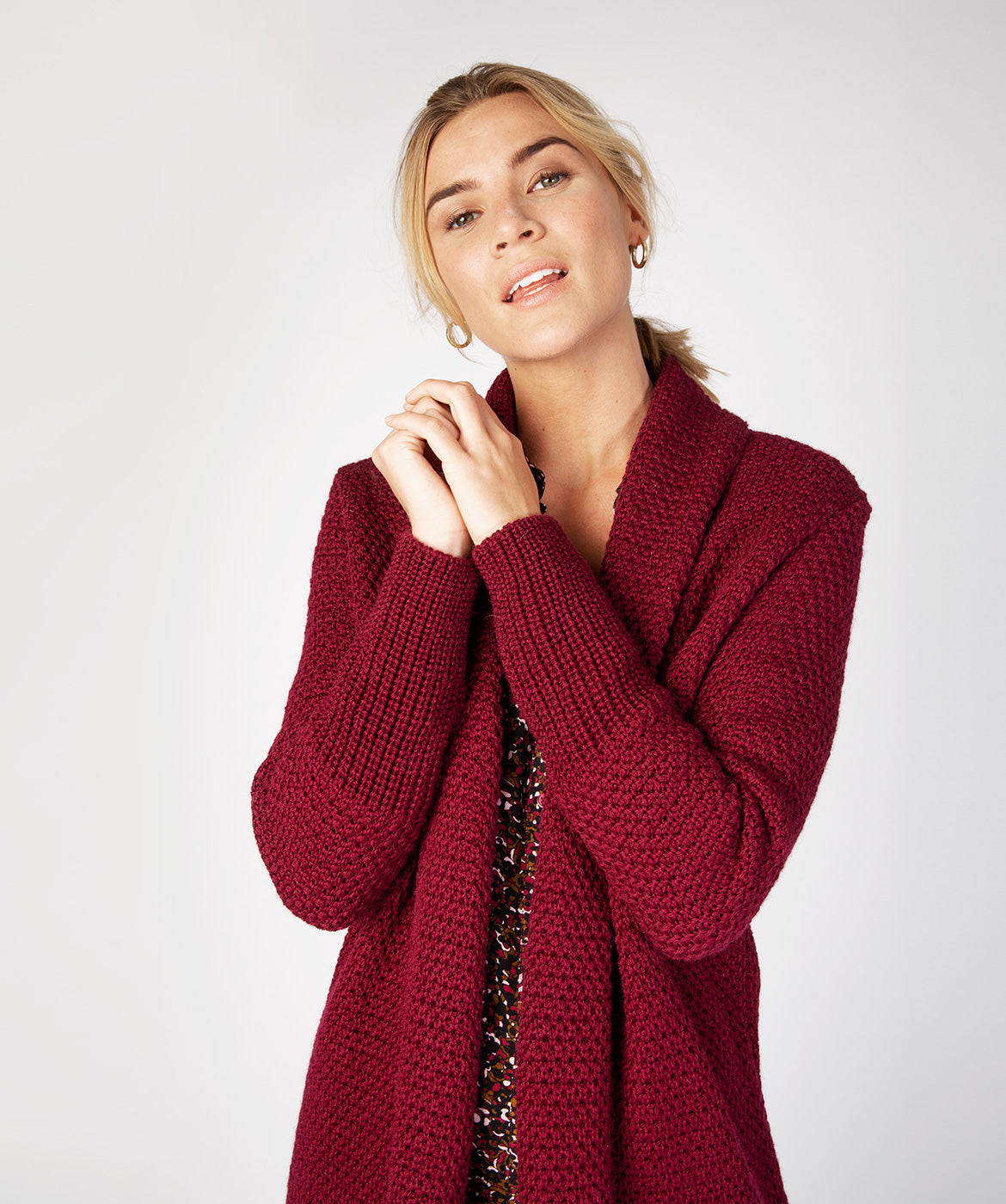 Women's Merino Wool Textured Long Cardigan