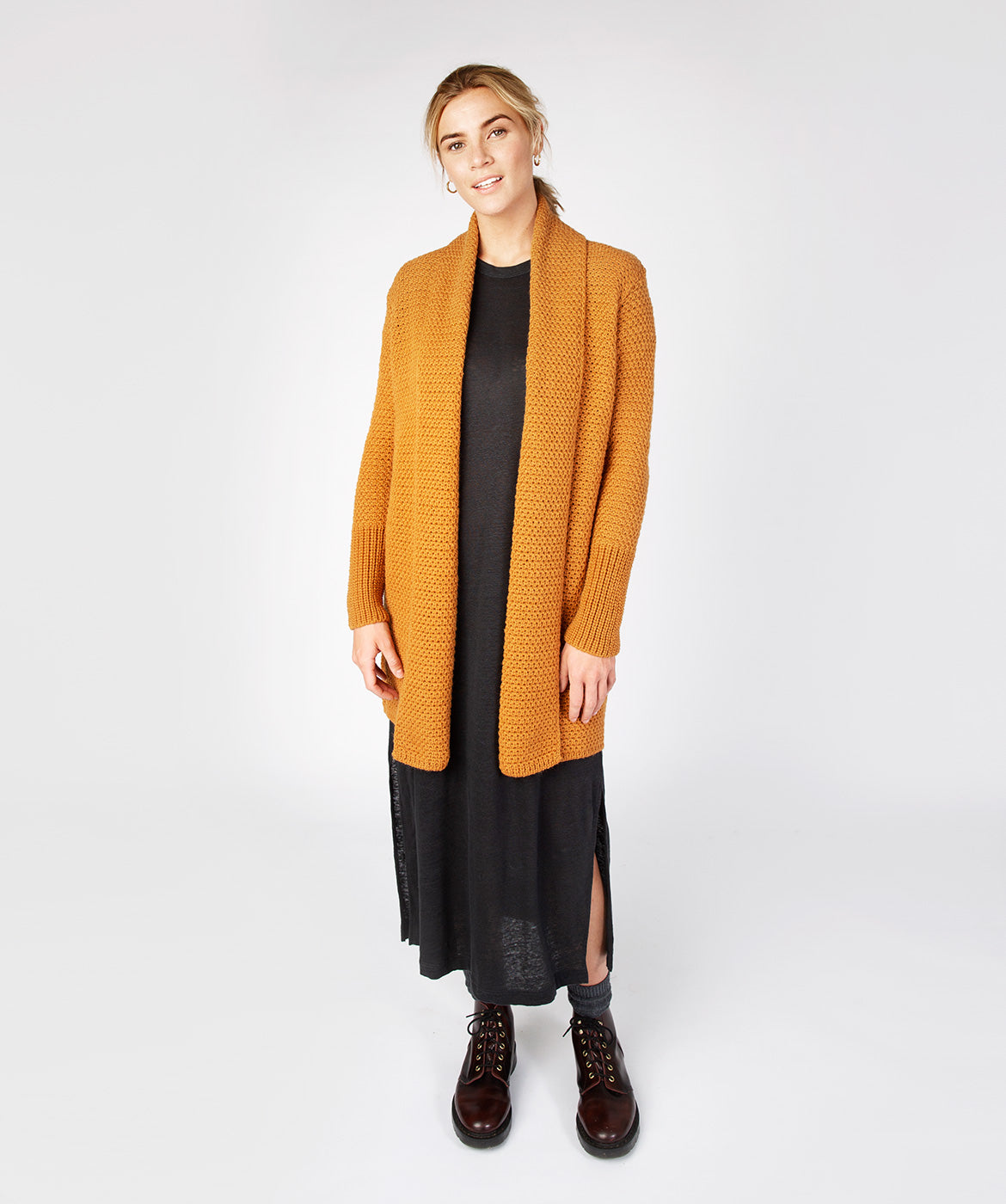 Women's Merino Wool Textured Long Cardigan