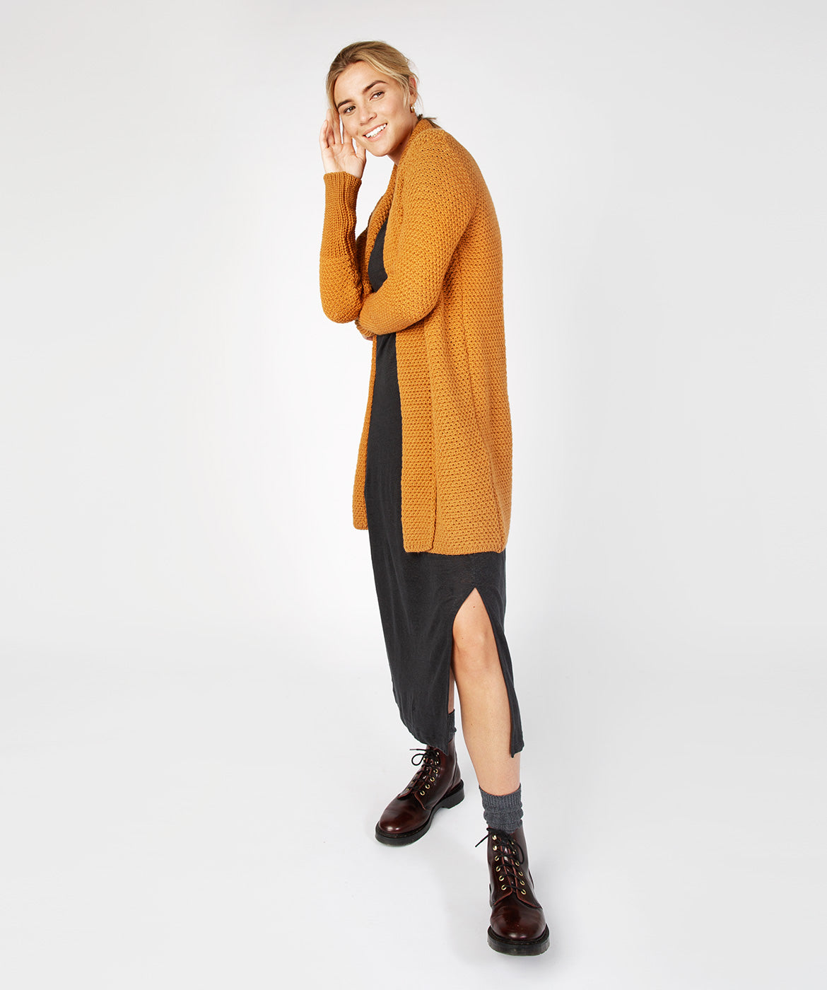 Women's Merino Wool Textured Long Cardigan