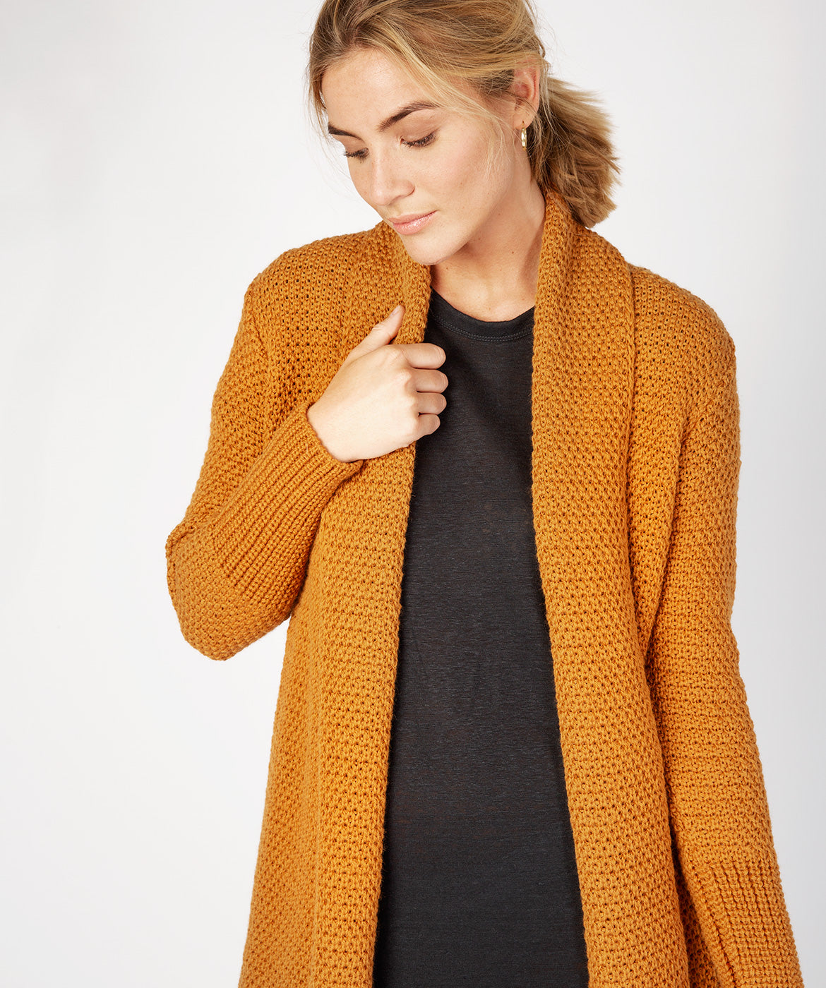 Women's Merino Wool Textured Long Cardigan