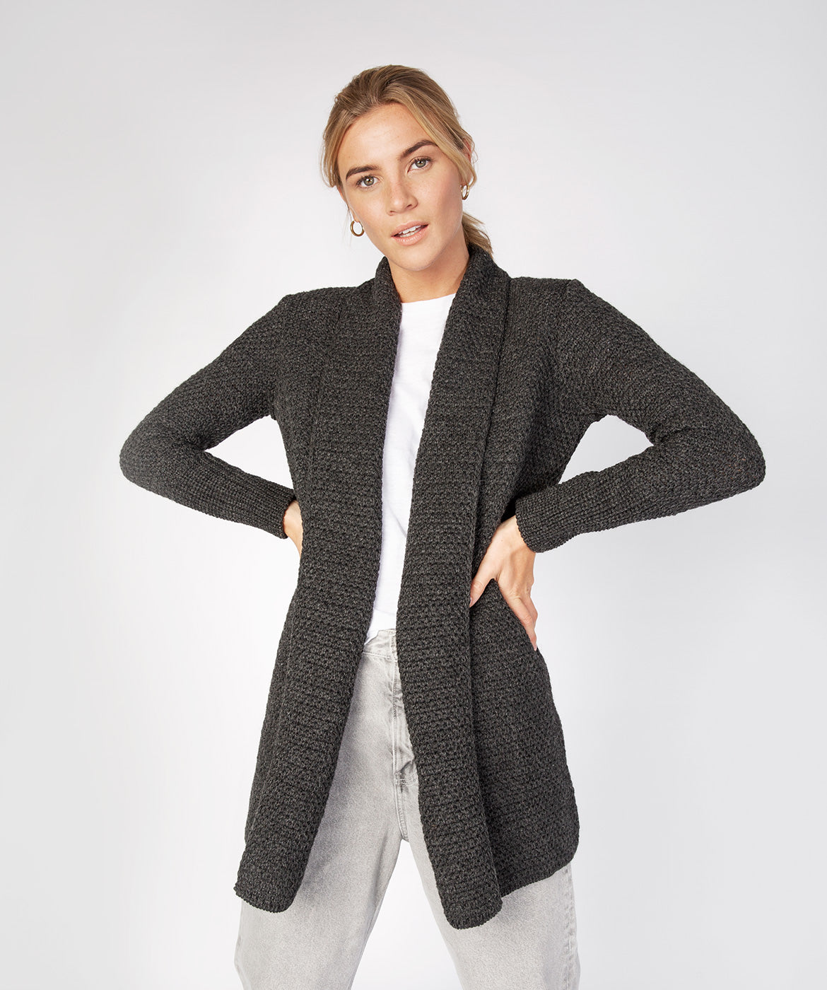 Women's Merino Wool Textured Long Cardigan