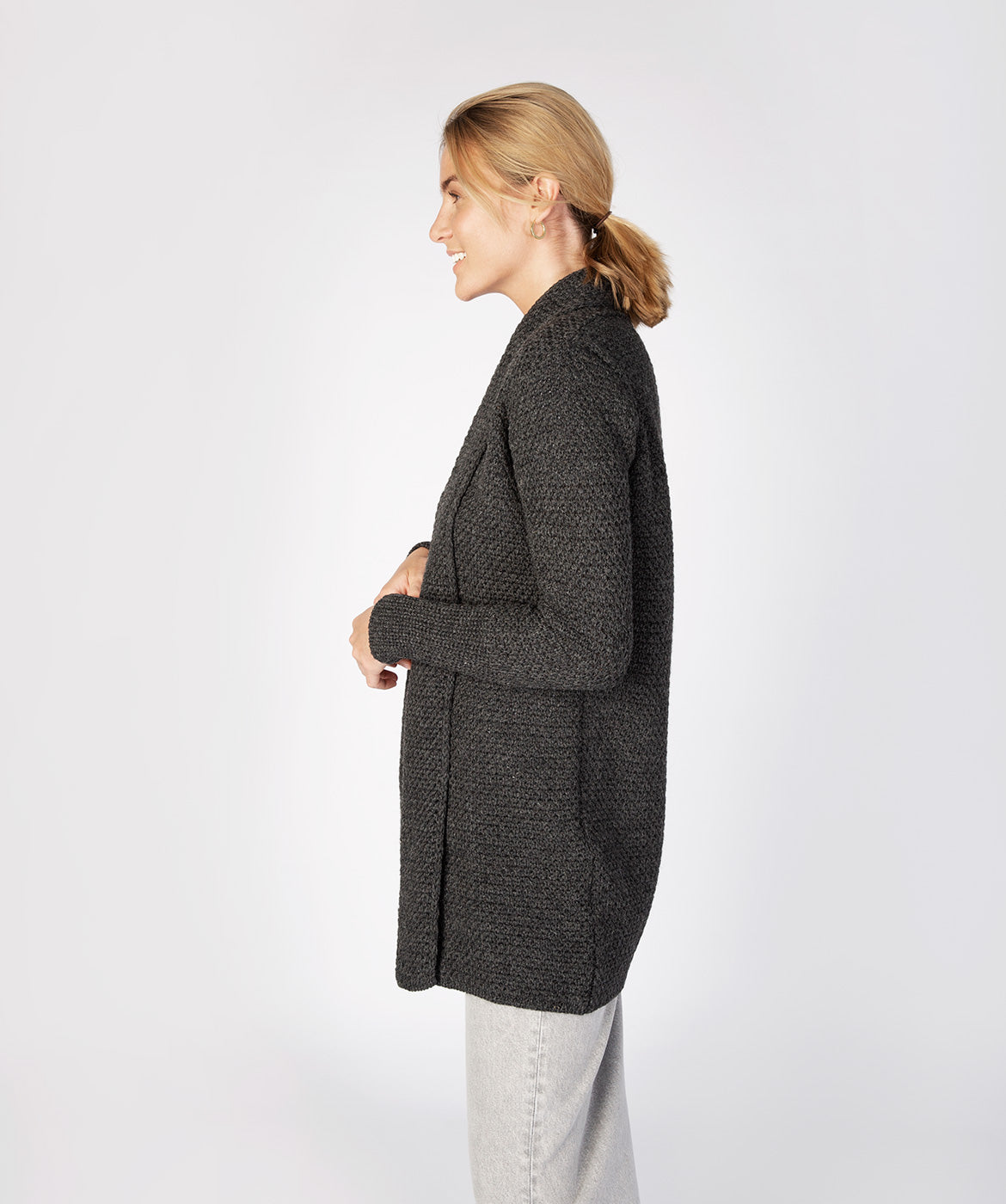 Women's Merino Wool Textured Long Cardigan