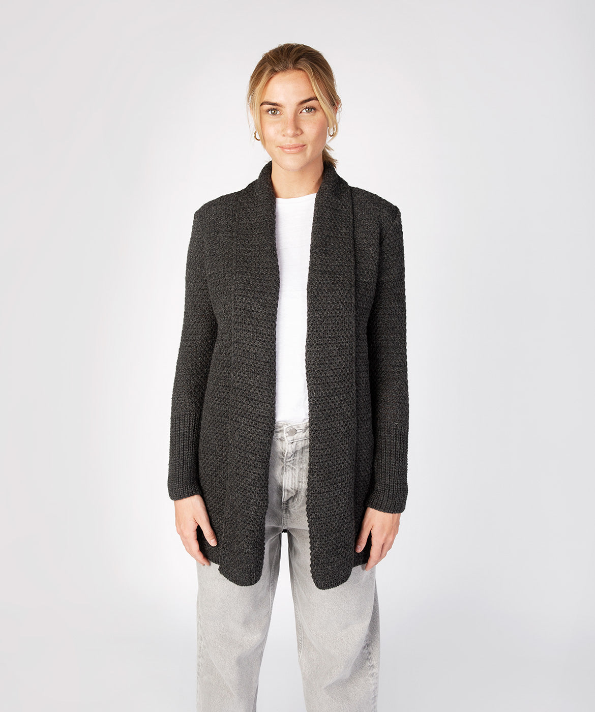 Women's Merino Wool Textured Long Cardigan