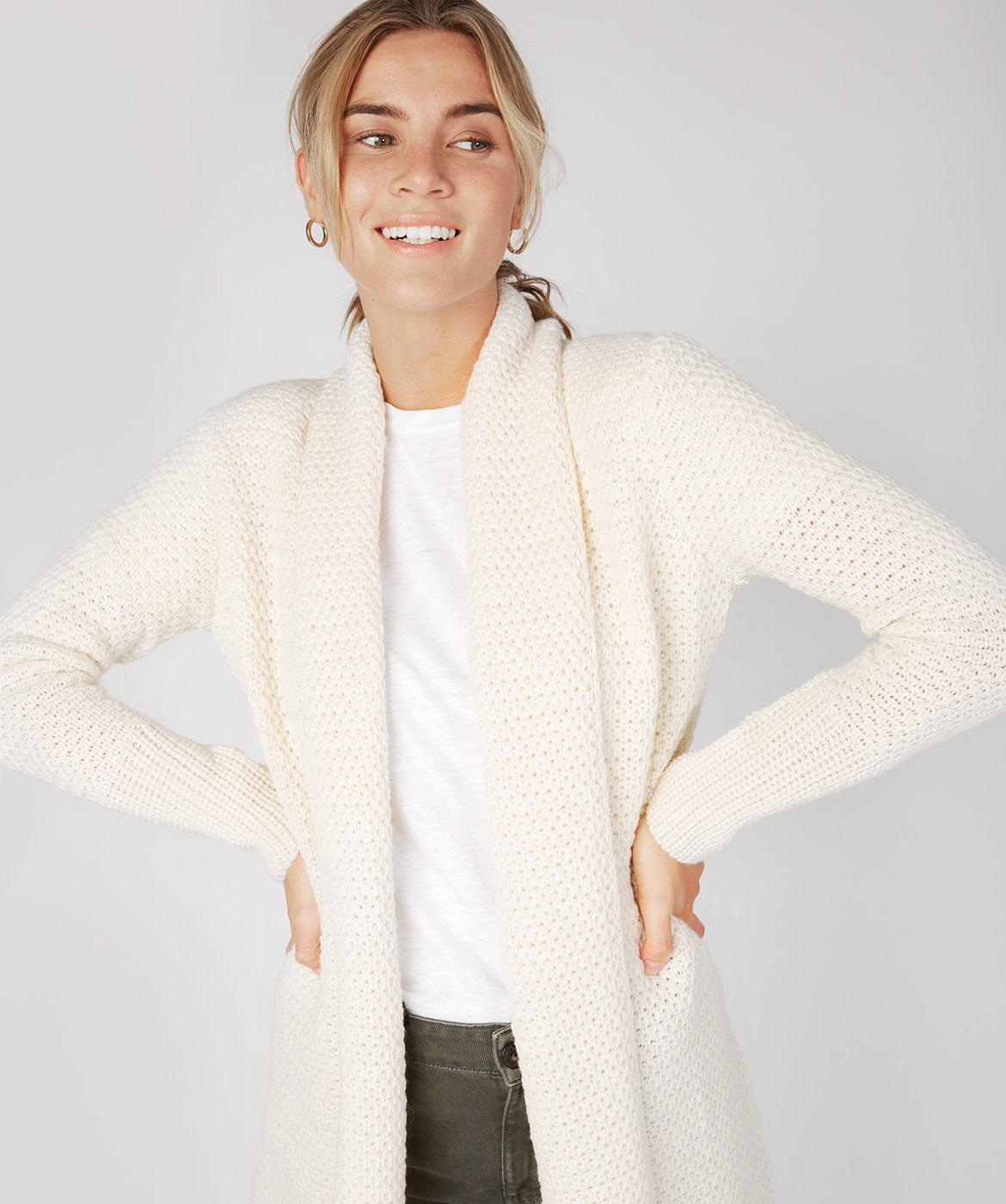 Women's Merino Wool Textured Long Cardigan