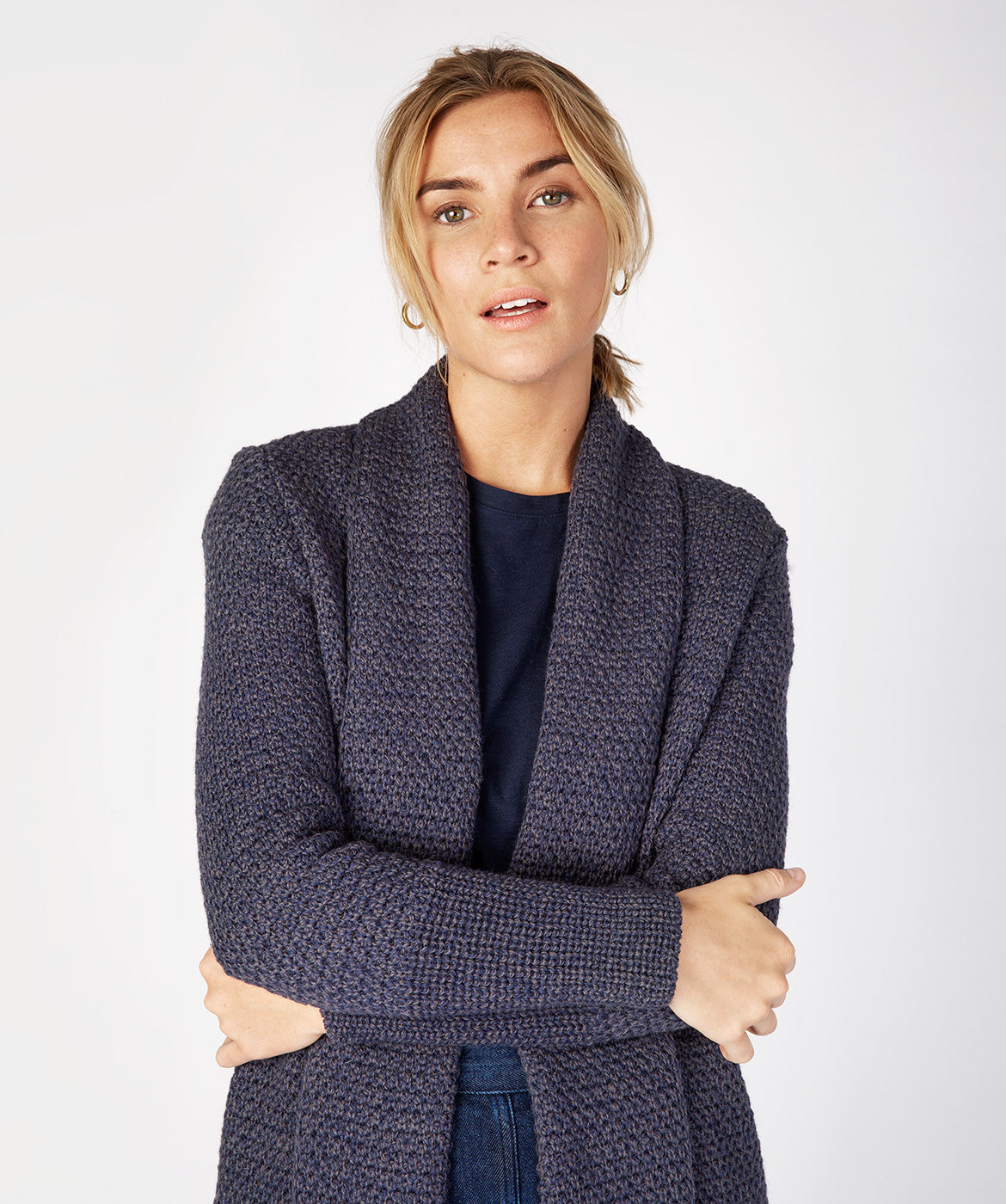 Women's Merino Wool Textured Long Cardigan