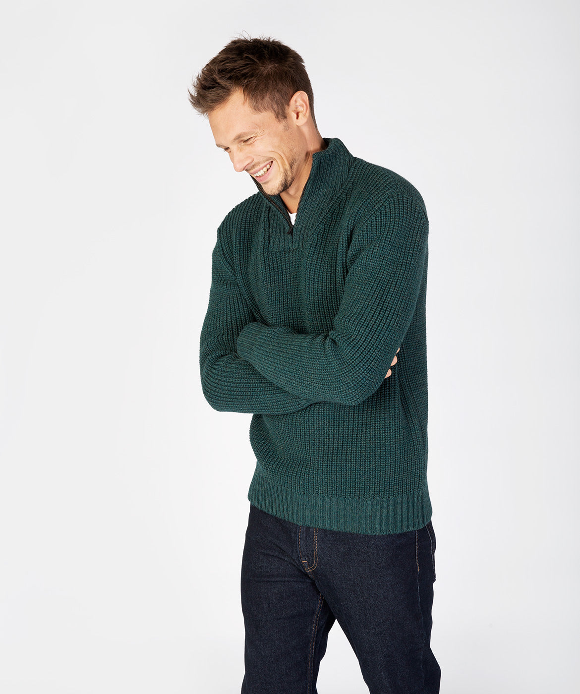 Men's Ribbed Zip Neck Sweater