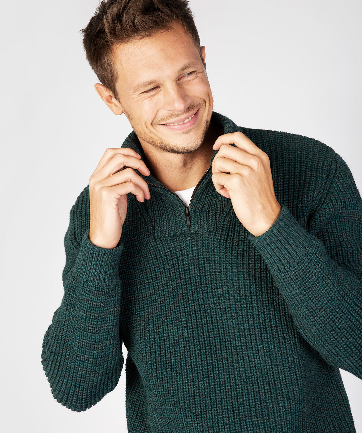 Men's Ribbed Zip Neck Sweater