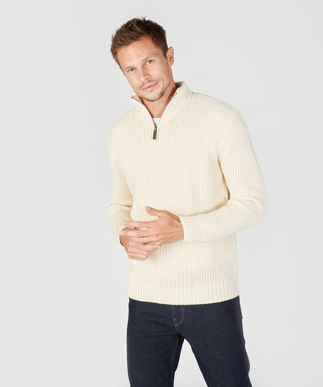 Men's Ribbed Zip Neck Sweater