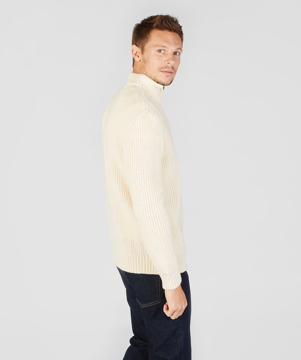 Men's Ribbed Zip Neck Sweater