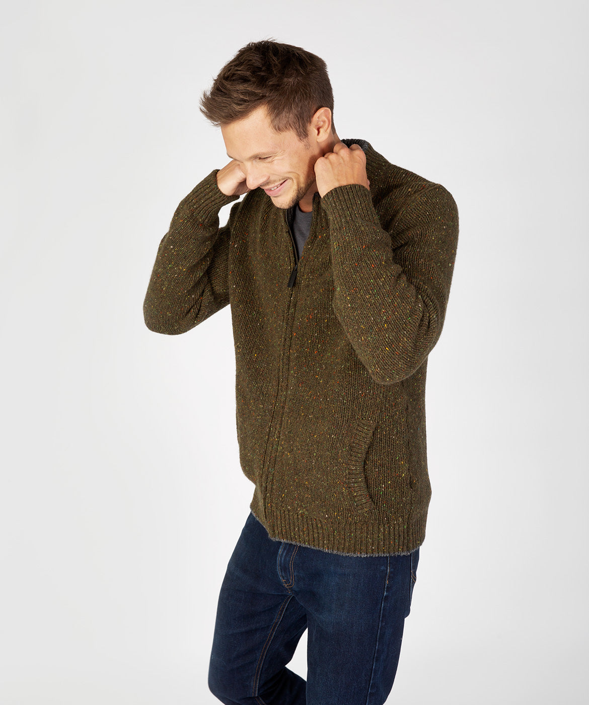 Men's Crewneck Full Zip Cardigan