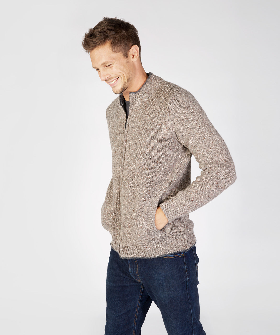 Men's Crewneck Full Zip Cardigan