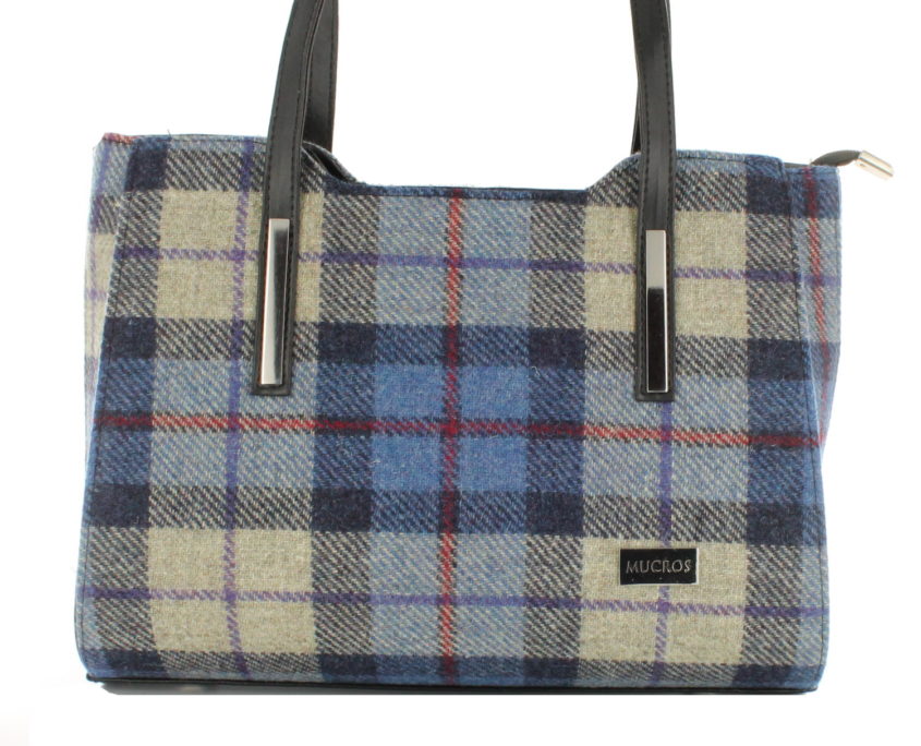 Ladies 'Brid' Plaid Handbag - Blue with Red Stripe