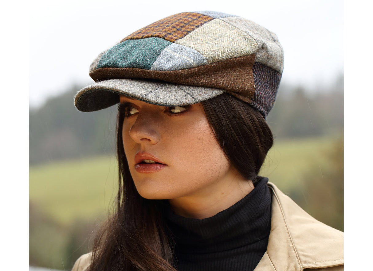 Irish Driving Cap - Patchwork Tweed