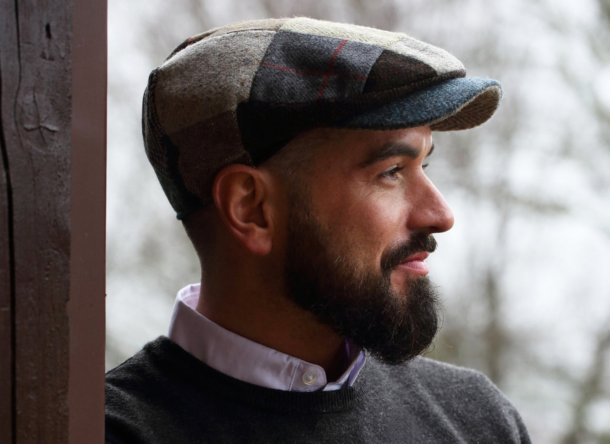 Irish Driving Cap - Patchwork Tweed