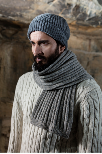 Merino and Cashmere Mens Ribbed Beanie