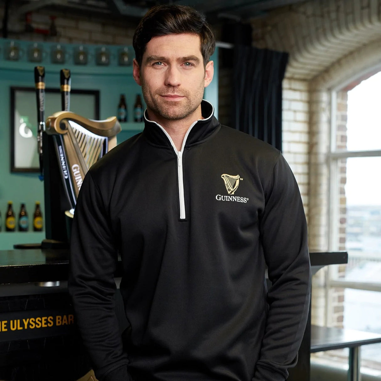 Guinness Black Quarter Zip with Harp