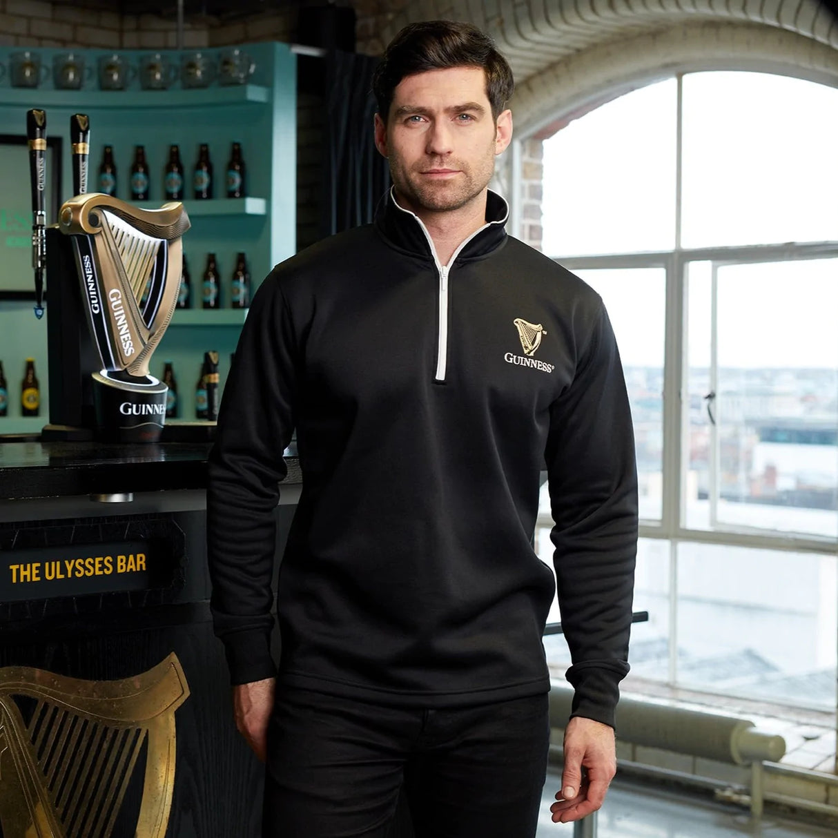 Guinness Black Quarter Zip with Harp