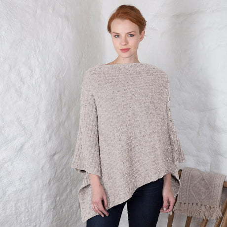 Women's Merino Wool Kilcar Ribbed Cable Poncho
