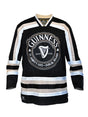 This is the front image of the Guinness Black Hockey Jersey, with long sleeves, and exclusive to realirish.com