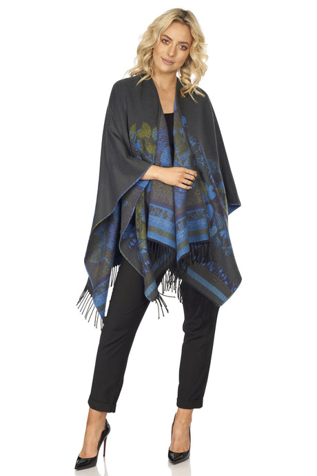 Women's Fringed Shawl with Floral Motif by Jimmy Hourihan, Dublin, Ireland