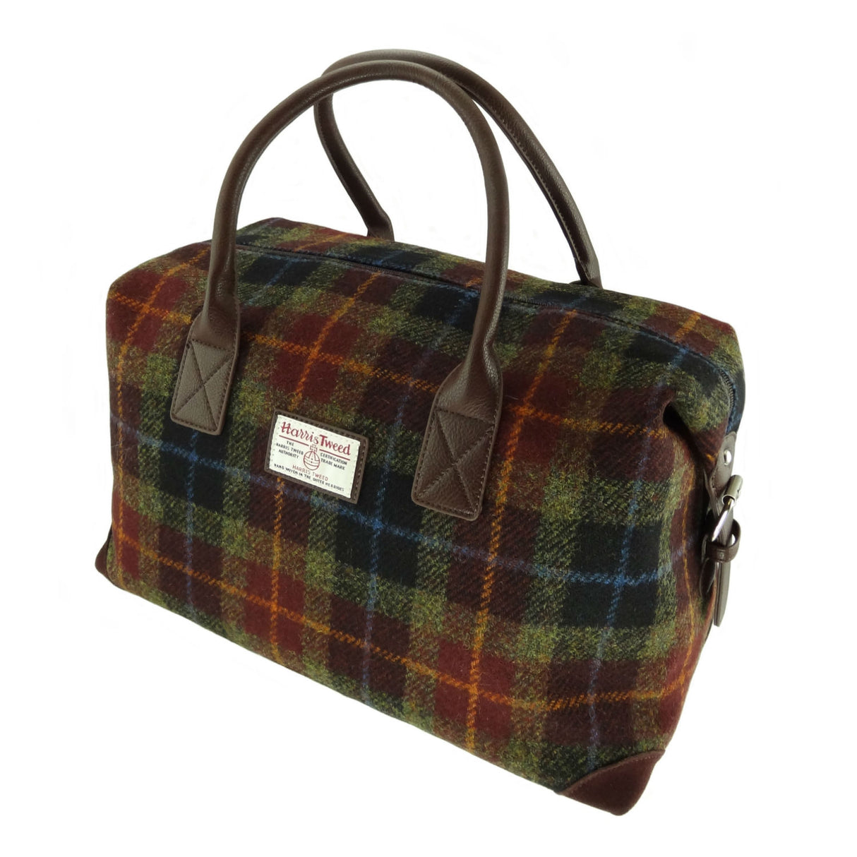 Rust Check Scottish Harris Tweed Overnight Bag  Glen Appin
