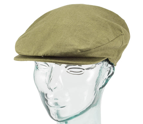 Hanna Hats Khaki Linen Vintage Cap offset front side view