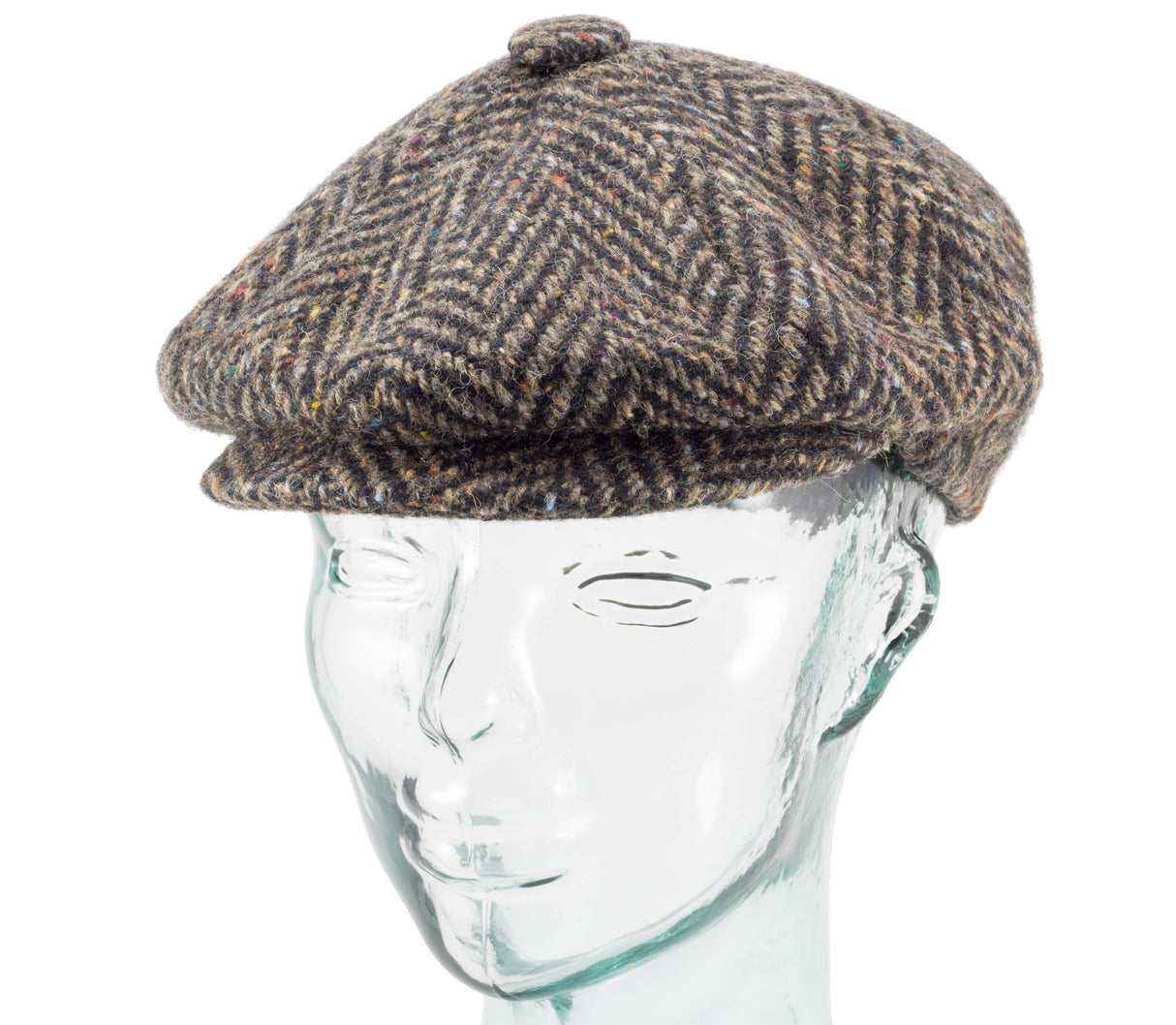 Herringbone Tweed - Fitted Newsboy Cap by Jonathan Richard