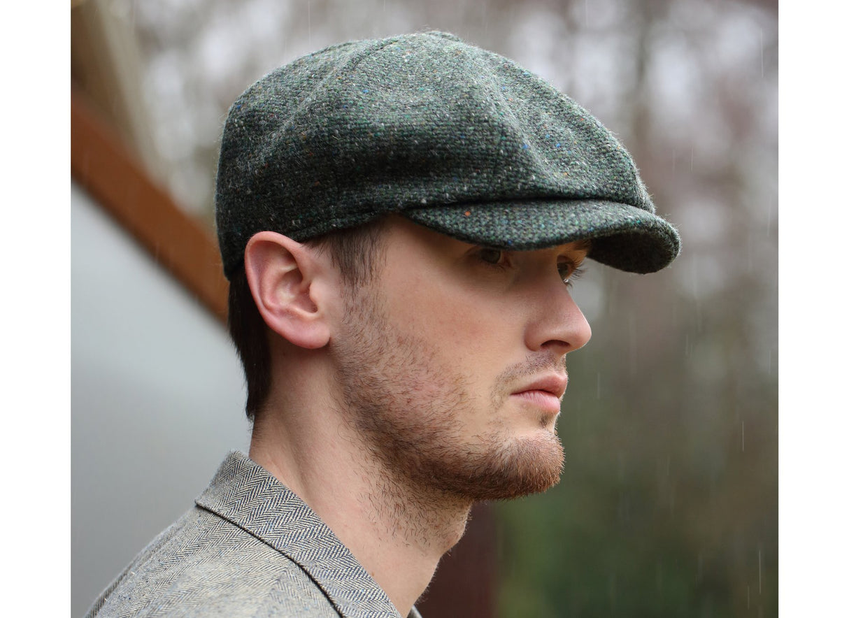 Man Wearing Hanna Hats Peaky Blinders Green Newsboy Cap
