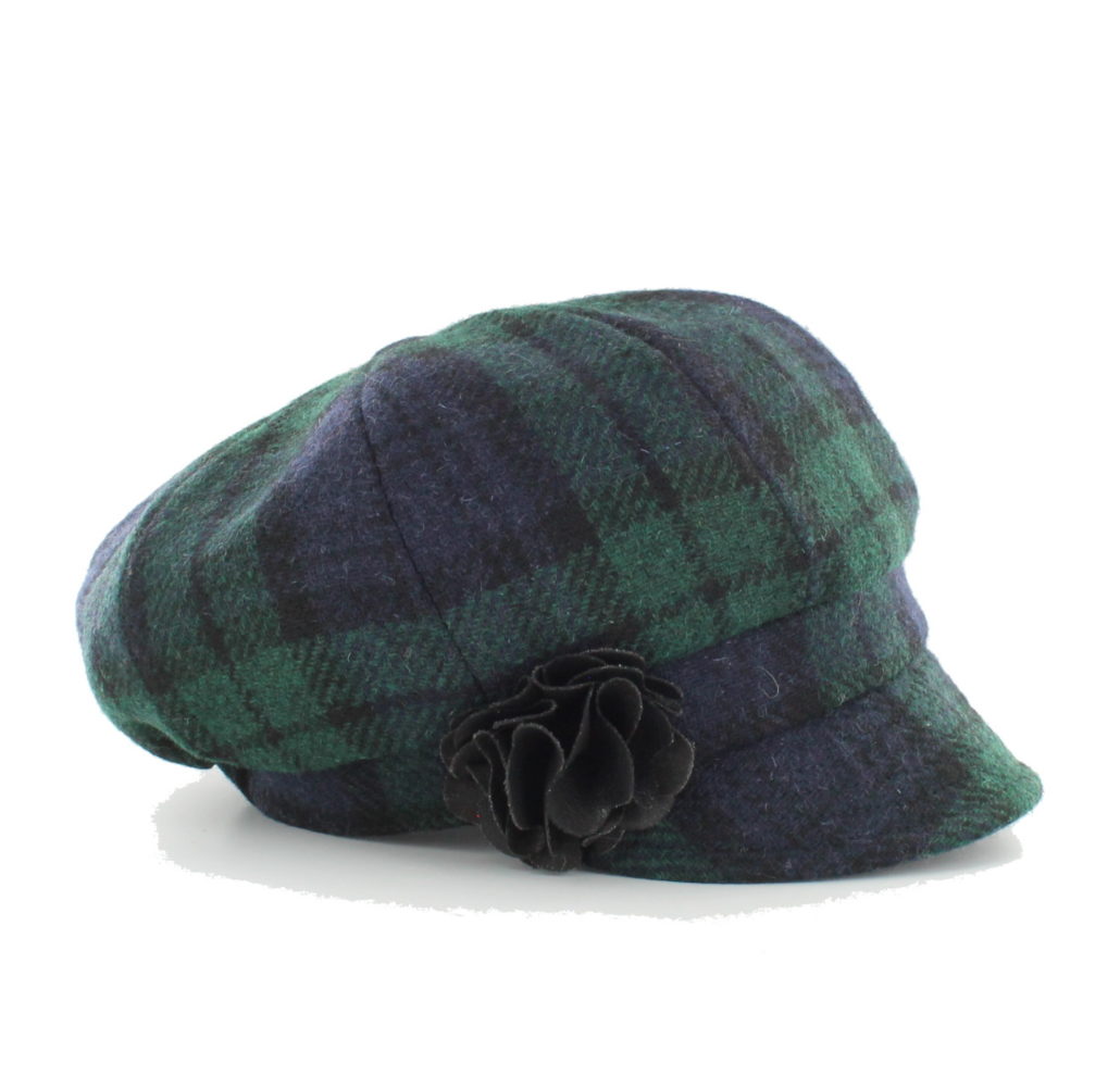 Mucros Weavers Women's Tweed Newsboy Hat - Blackwatch