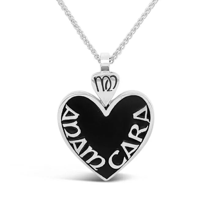 Oxidized/Black Enamel Heart Shaped Mo Anam Cara Pendant – Medium