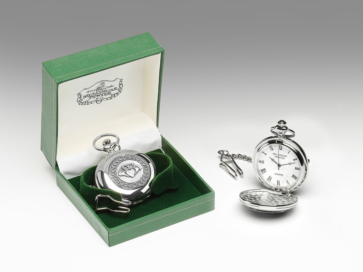 Pocket Watch with Claddagh Design by Mullingar Pewter