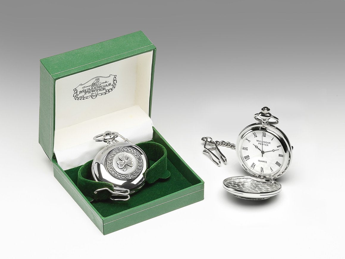 Pocket Watch with Shamrock Design by Mullingar Pewter