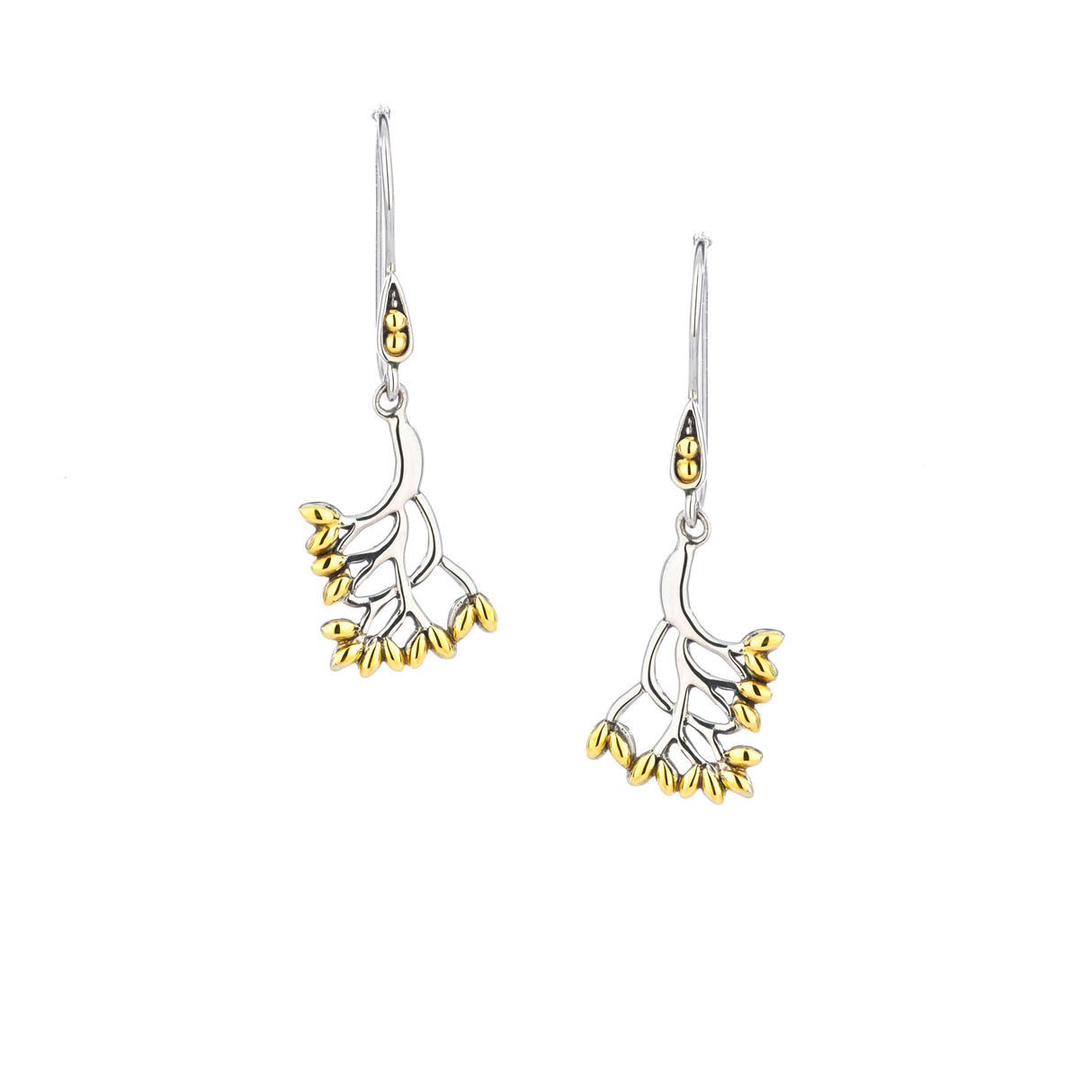 Celtic Tree of Life Earrings Sterling Silver & 18K Gold - Small