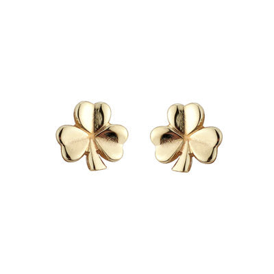 10K Shamrock Stud Small Earrings