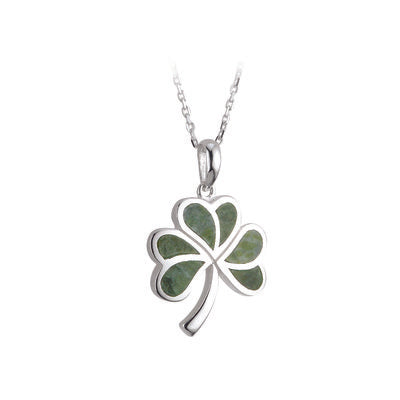 Silver Connemara Marble Shamrock Pendant