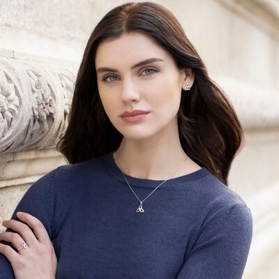 10K Gold & Diamond Silver Trinity Knot Pendant