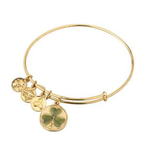 Green Enamel Shamrock Charm Bangle