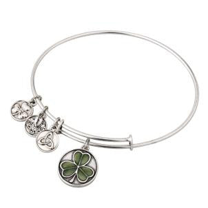 Green Enamel Shamrock Charm Bangle
