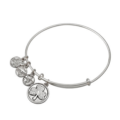 Crystal Shamrock Charm Bangle