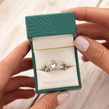 Women's Silver Claddagh Kiss Ring