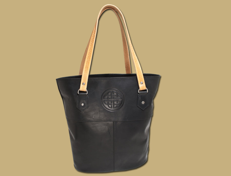 Ladies Leather Tote Bag - Black