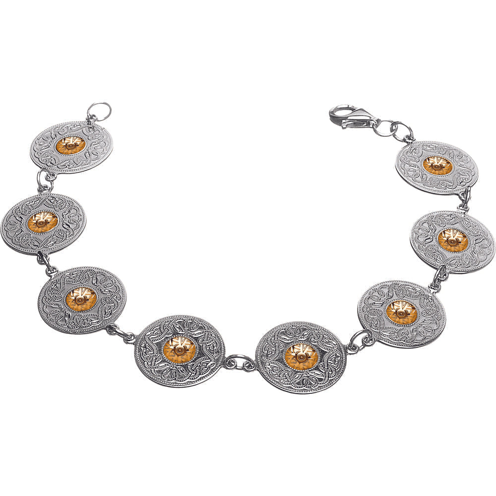 Celtic Warrior Bracelet – Small Discs with 18K Gold Bead